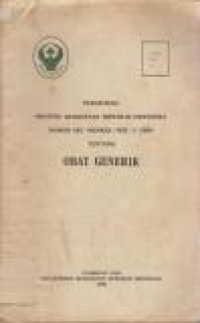 Image of Peraturan Menteri Kesehatan RI No 085 / MENKES / PER / I / 1989 Tentang Obat Generik