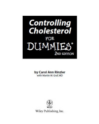 Image of Controlling Cholestrol for Dummies 2nd Ed
