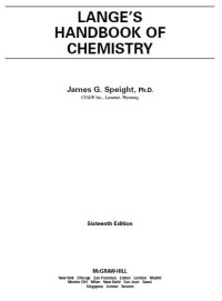 Image of Lange's Handbook of Chemistry 16th Ed.